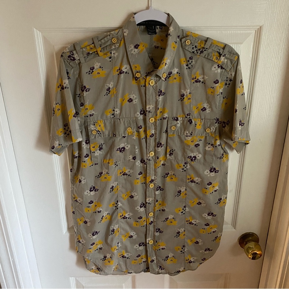Marc by Marc Jacobs Mens Floral Short Sleeve Button Up Shirt Small